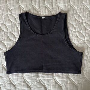 Alo Black Ribbed Crop Top